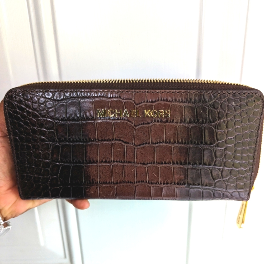 New wallet brown crocodile skin